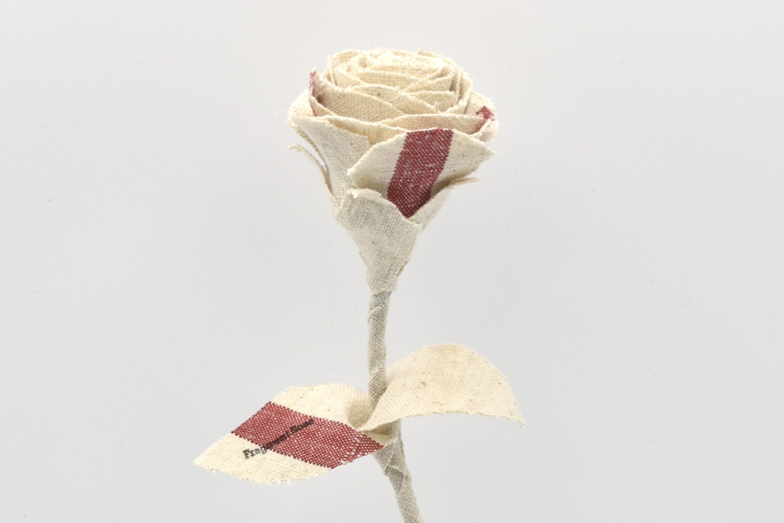 French Antique Linen Fragment Rose フランスアンティークリネン